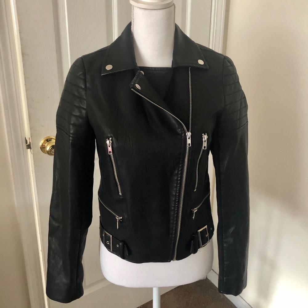 Nasty Gal Black Leather Moto Jacket